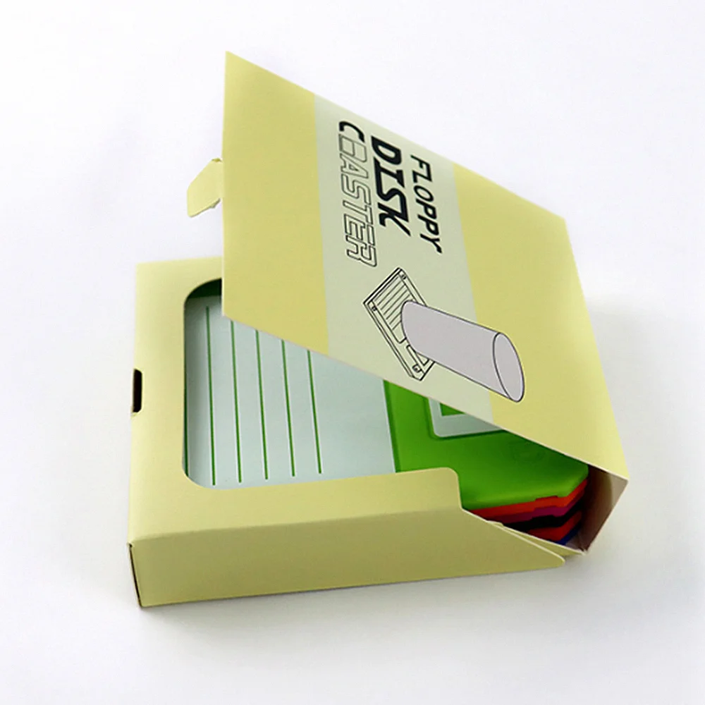 6 PCS Retro Floppy Disk Silicone Coaster Set For Tables, Drink Coasters for Tabletop Protection