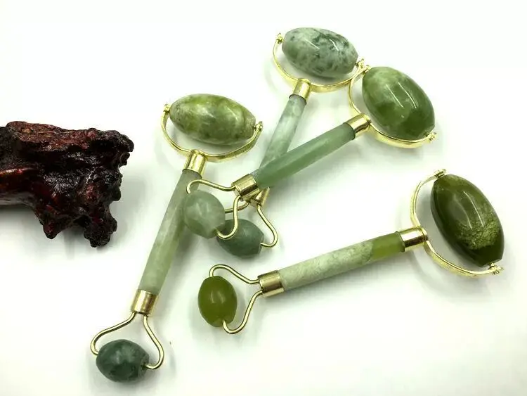 wholesale natural xiuyan jade roller high quality facial massage green jade roller gua sha for face