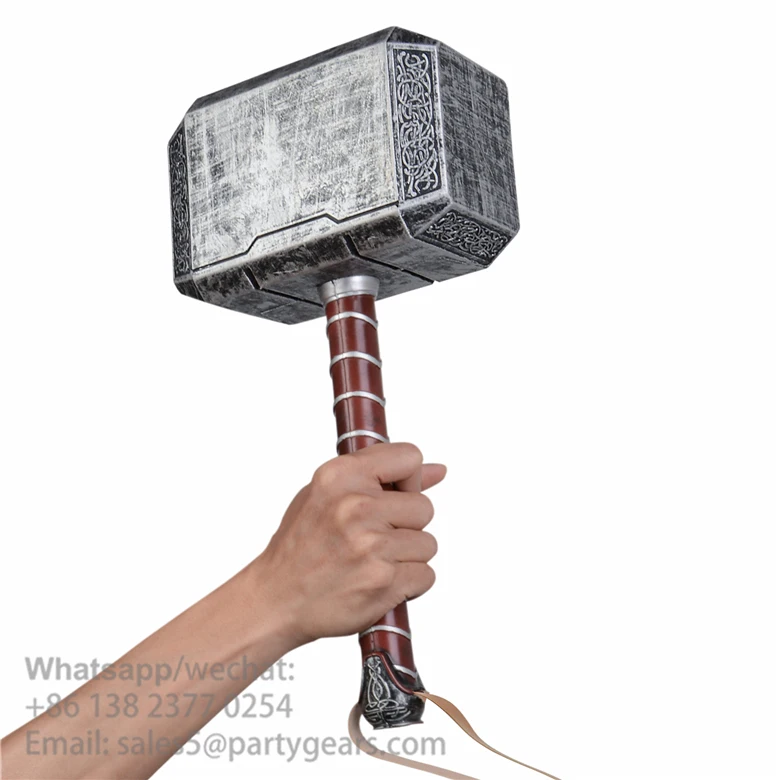 New Design Removable Kids Toy Hammer Halloween Cosplay Costume Props Accessories Pu Foam Safe Soft Thor Hammer