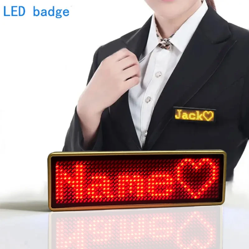 Programmable Rechargeable LED Sign Text Customization LED Flashing Name badge