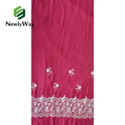 2022 NewlyWay Arabic Satin Embroidery Flower Fabric Brocade Lace Embroidered Fabrics For Wedding Bazin Fabric
