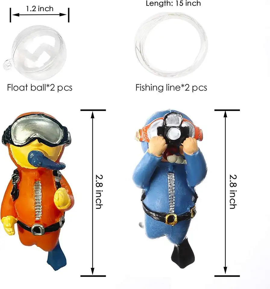 Floating Fish Tank Decorations Blue Fat Diver Floating Device Fish Tank Accessories Small Cartoon Aquarium Ornament and Toy