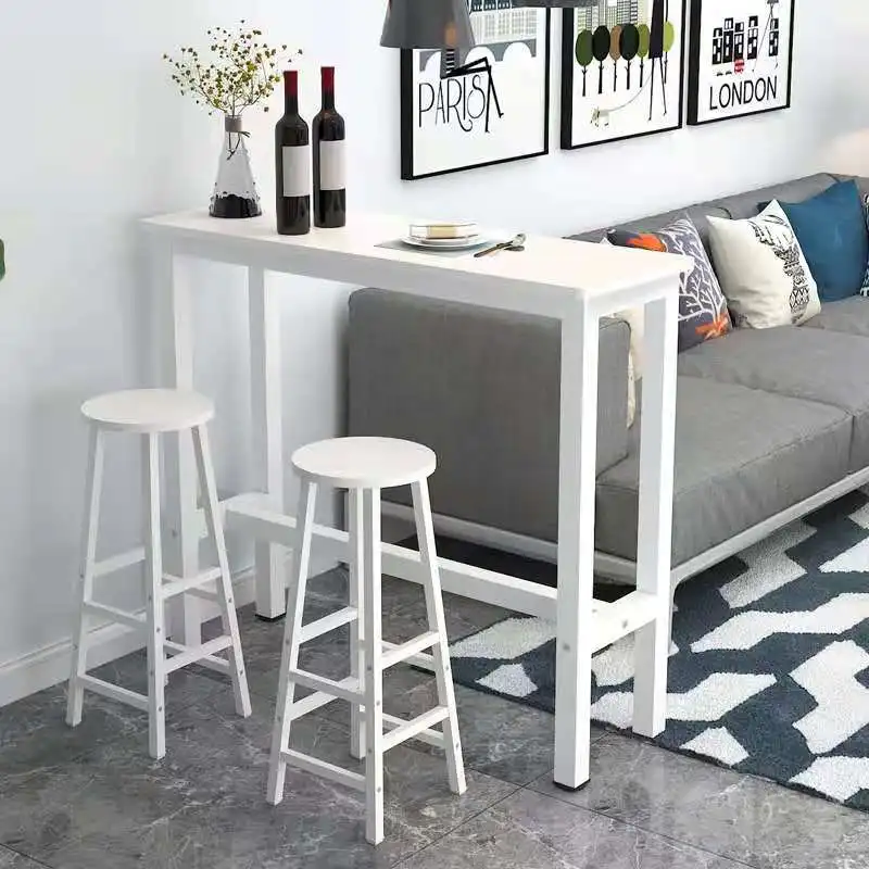  Simple Modern Small Wrought Iron Wooden Bar Table and