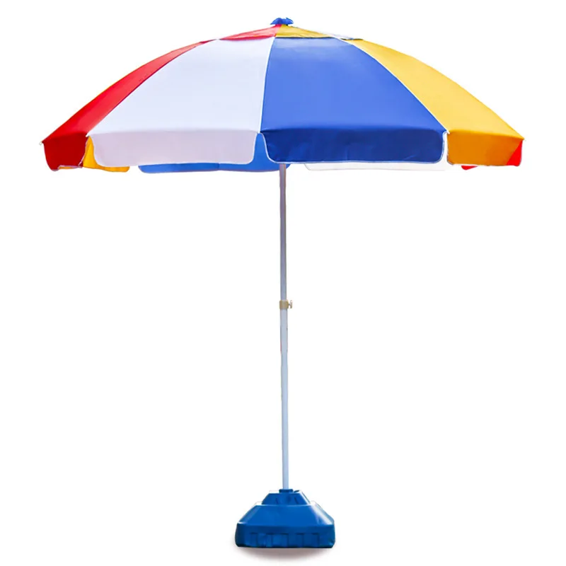 Wholesale Outdoor Promotional Sun Umbrella With Base Portable Folding 8 Ft 10 Feet Custom Logo Printing Beach Umbrella