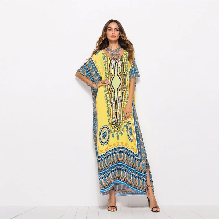 Лидер продаж, летнее женское длинное пляжное платье с принтом, повседневное модное платье макси