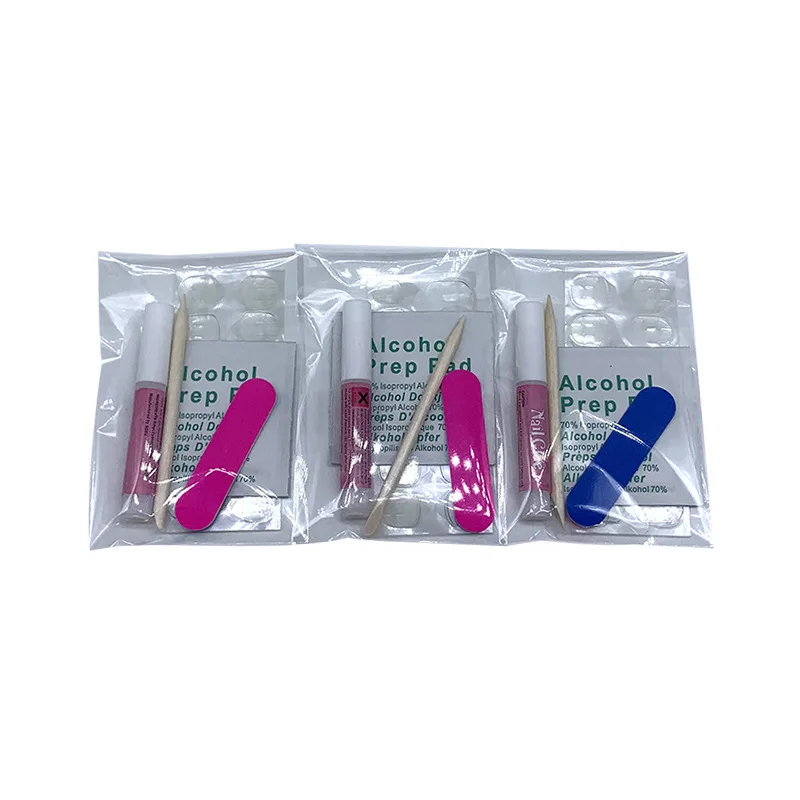 Wholesale Fake Nails Tool Kit Materials Jelly Glue Mini Nail File Alcohol Cotton Nail Art Set