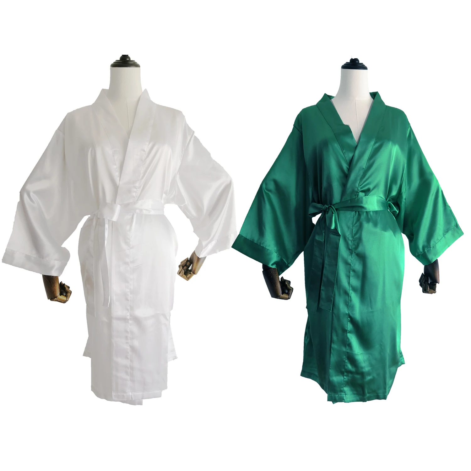 RTS Promotion 2 colors bride robe silk satin women kimono wedding bridesmaid robes