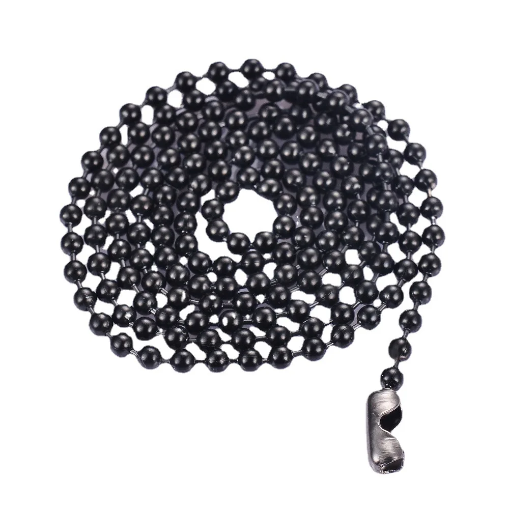 Wholesale High Quality 3.20*65 cm Beaded Necklace Gold Silver Black Stainless Steel Ball Chain Necklace With Clasp Connector