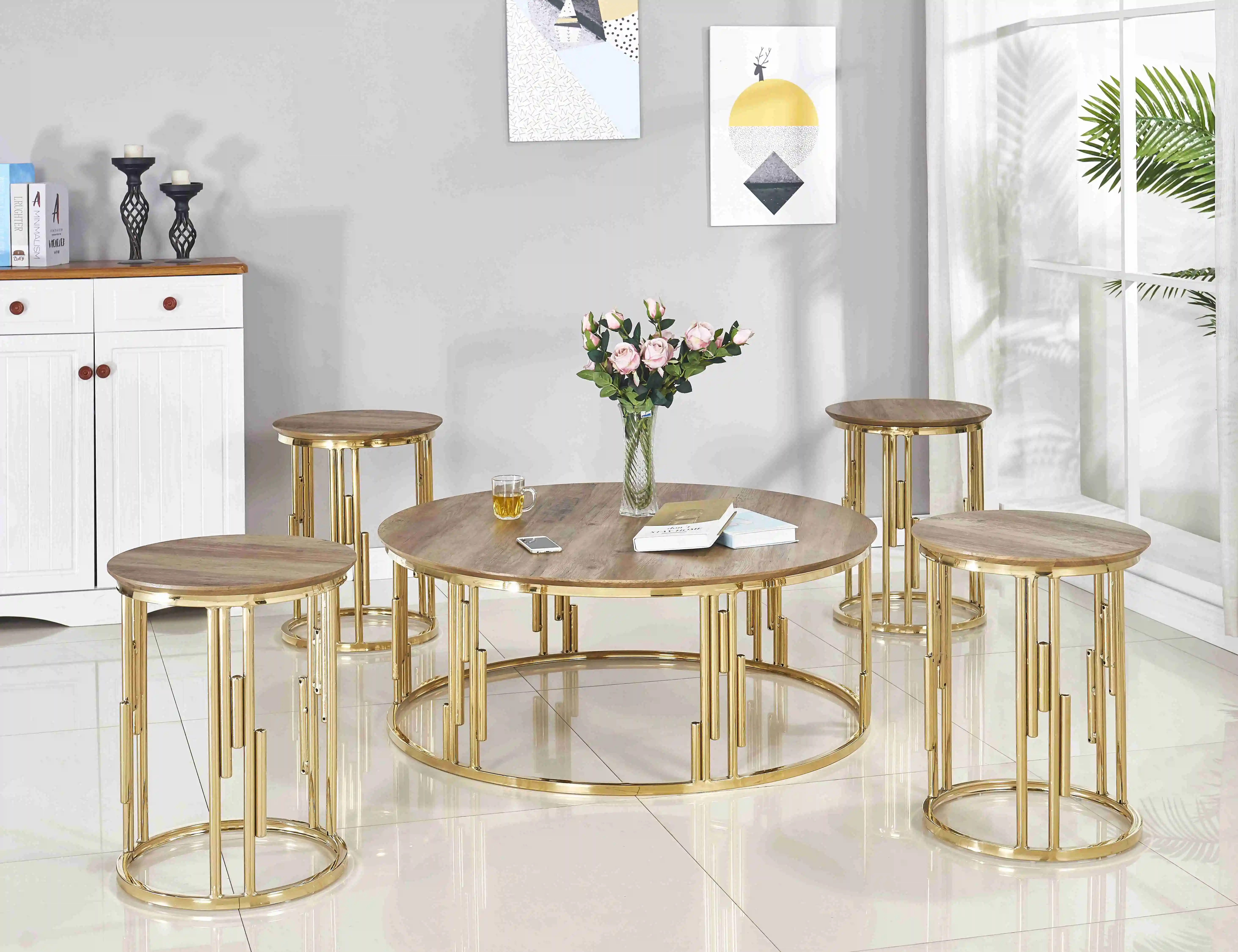 
high quality modern metal frame structure coffee table 