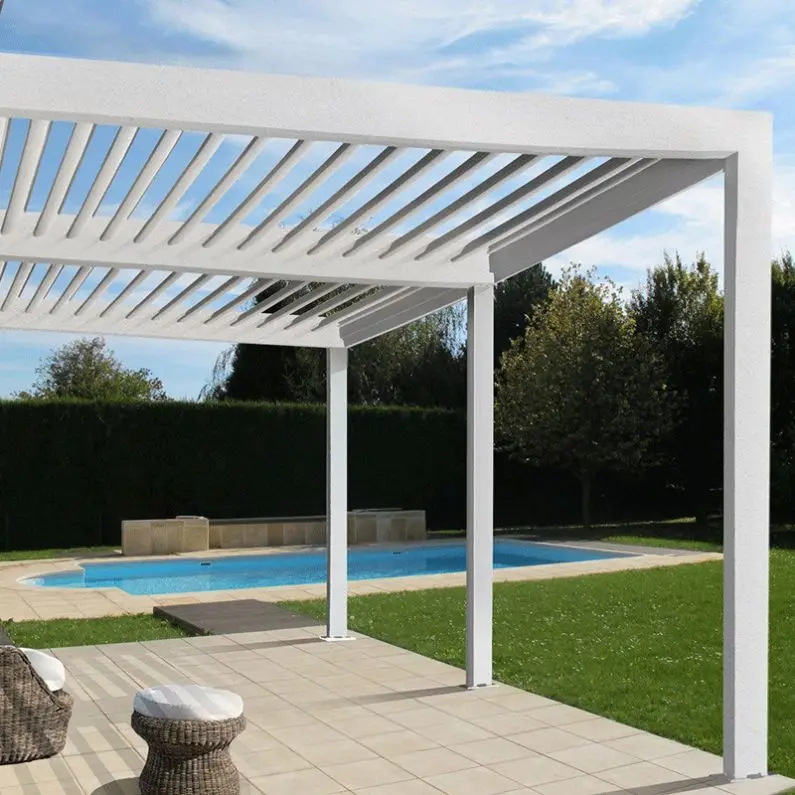 CLEARVIEW Motorized aluminum louvered retractable patio cover roof pergola 5x5 awning kits waterproof Aluminum Pergola for house