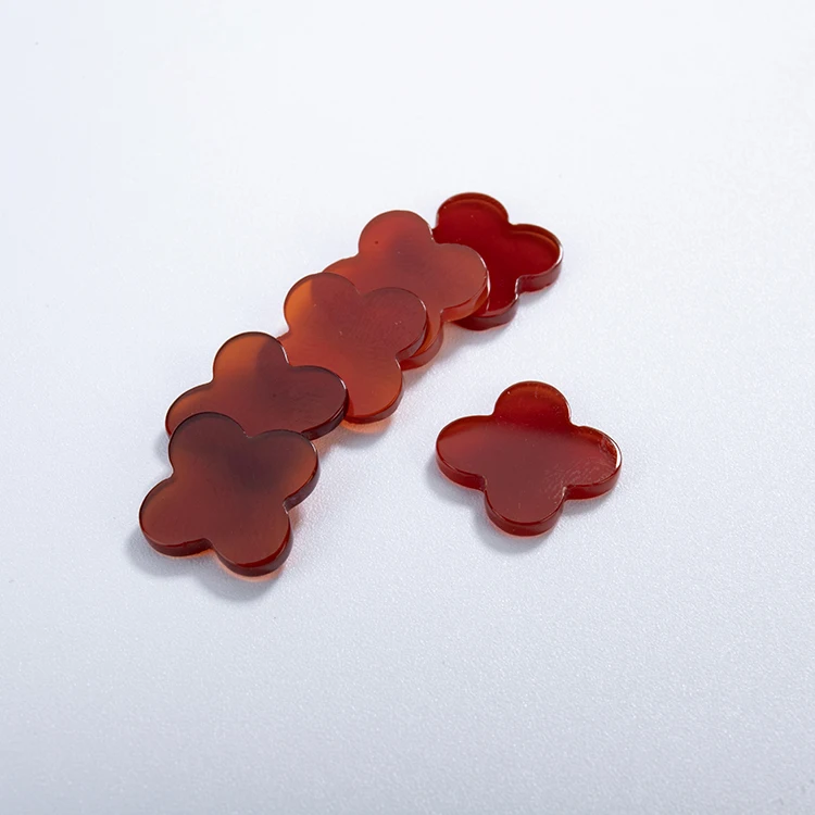 Factory direct supply natural gemstones clover red agate slice stone for inlay earrings