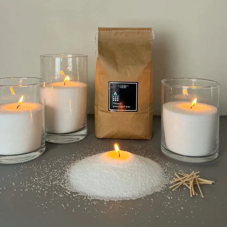 Wholesale Natural Non Toxic Pearled Palm Wax Candle Creative Sand Art Scented Candles Colorful Granulated Sand Wax