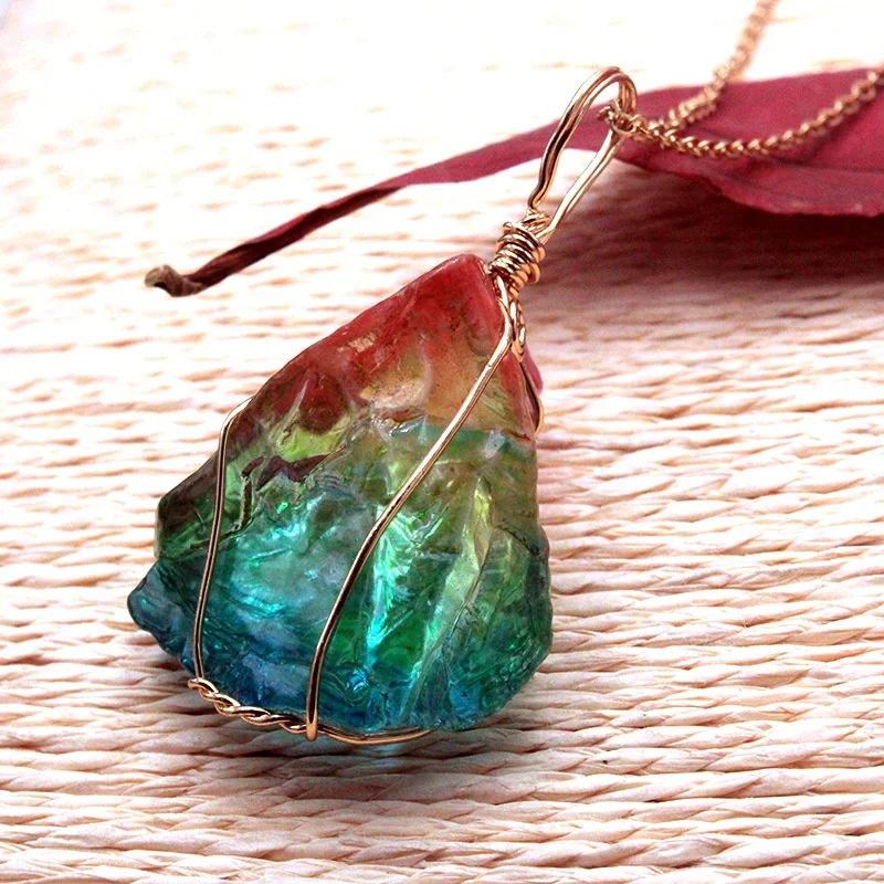 Оптовая продажа, ожерелье с подвеской ручной работы из натурального хрусталя, ювелирные аксессуары «сделай сам»