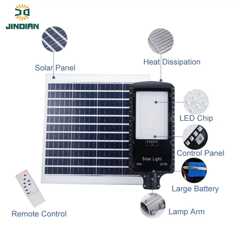 JD High Quality With Power Display 300W solar panel led street light 6000K-6500K