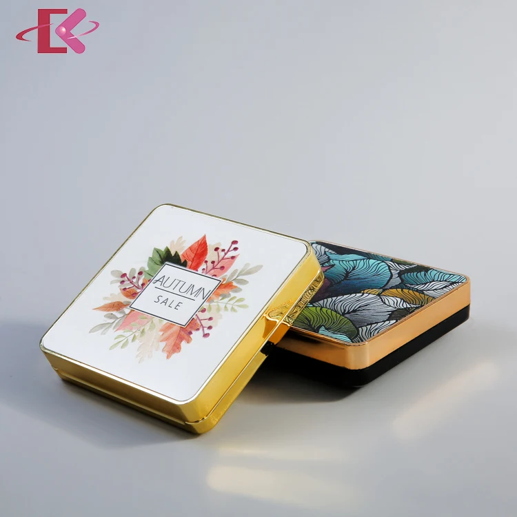 
Fancy design square shape compact powder case wholesale cosmetic packaging empty colourful compact powder case with mirror 