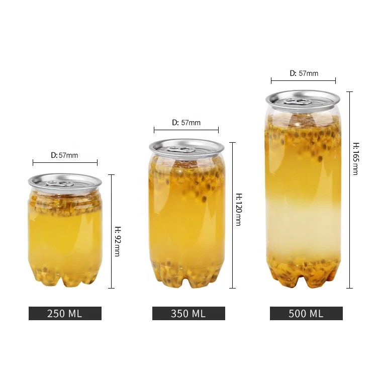 
Factory manufacture 250ml 350ml 500ml transparent pet plastic soda drink cans for beverage 