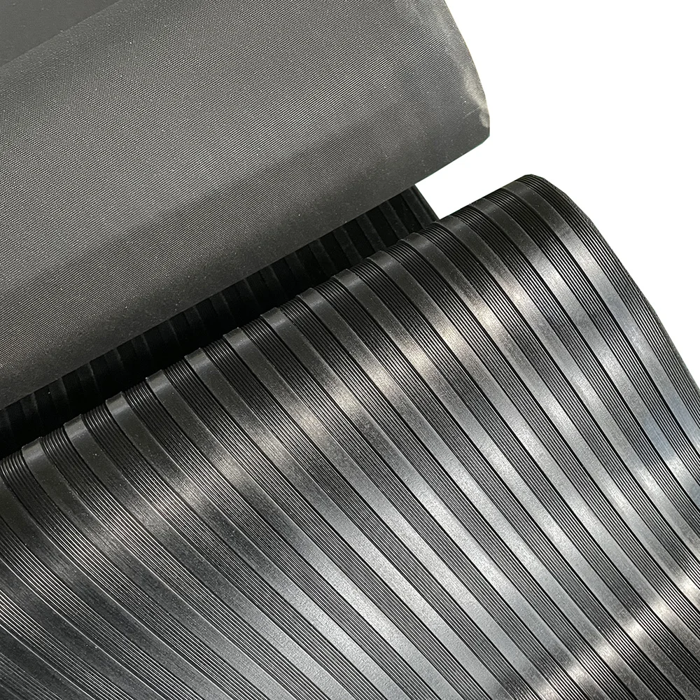 High-traction rolled up rubber floor Corrugated Composite Ribbed Rubber flooring for vans/trailer/kitchen/walkway/warehouse