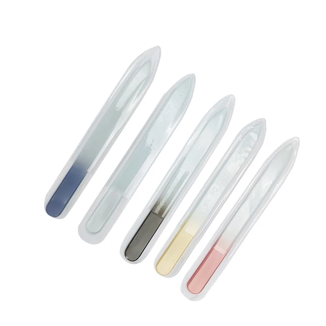 Custom beauty salon mini bulk Double Sided files polished crystal pink glass nail file for manicure