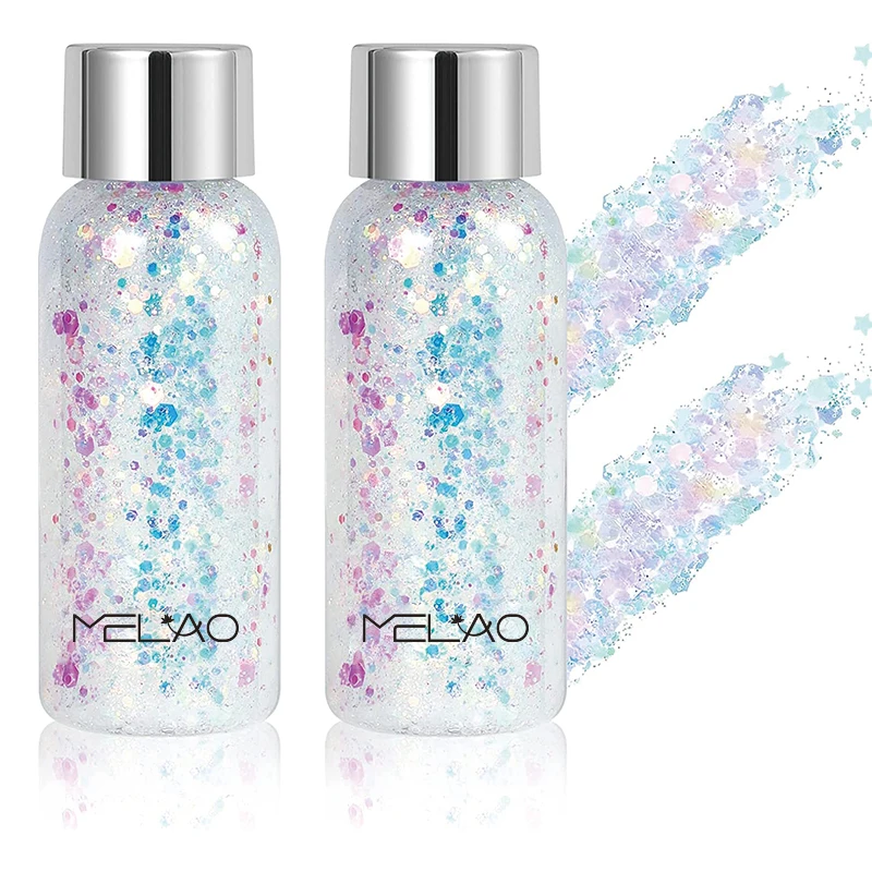 Wholesale OEM Private Label organic waterproof brightening laser sequins  face body glitter primer gel Party Makeup Festival