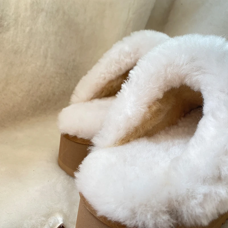 Thick-soled Slippers Popular High Quality Comfy Winter Autumn Wool Indoor Soft Warm Fur Plush Upper Sheepskin