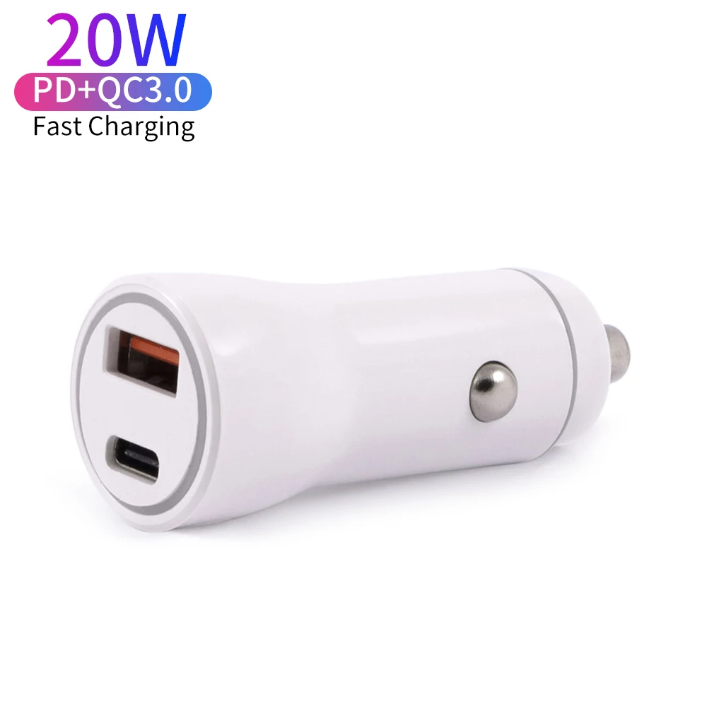 Зарядное устройство с двумя портами USB C PD автомобильное зарядное для быстрой зарядки и в плоской спиралевидной форме автомобильного зарядного устройства QC3.0 адаптер Micro кабель телефона
