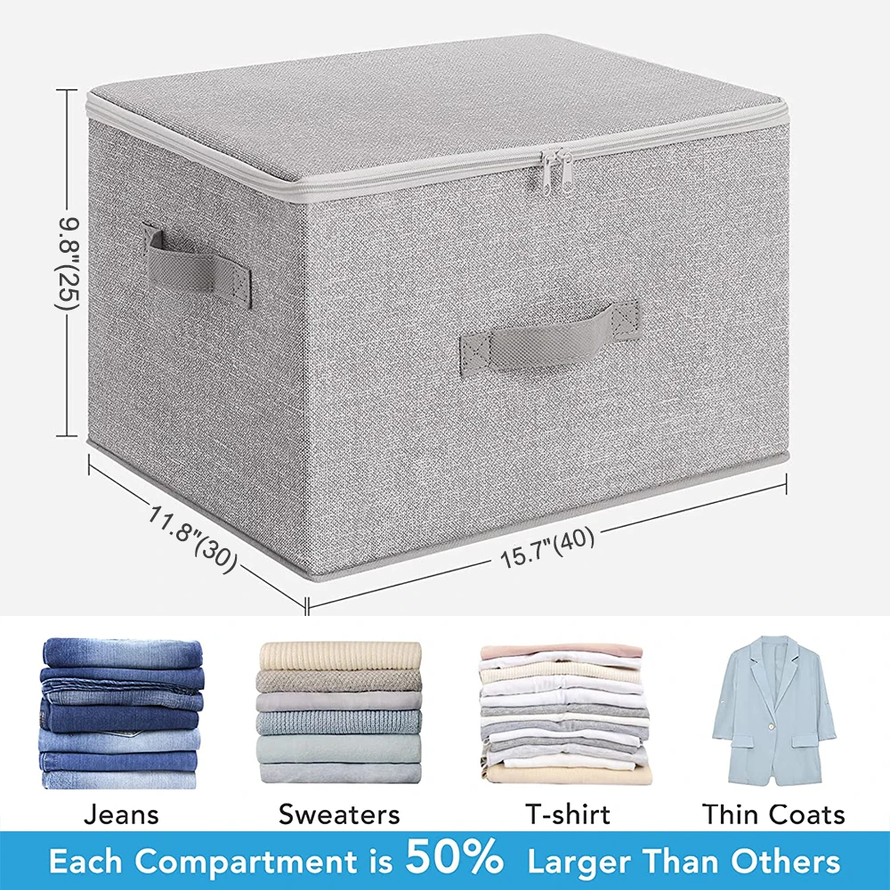 Wholesale Foldable Fabric Clothes Basket Storage Box storage Containers for Clothes With Handles Zipper