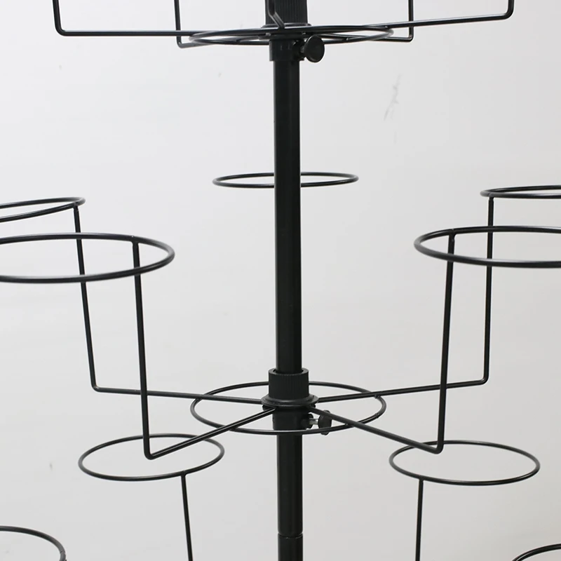 Factory customized 5 Layers Movable wheeled Rotating floor stand Supermarket store hat cap iron display rack