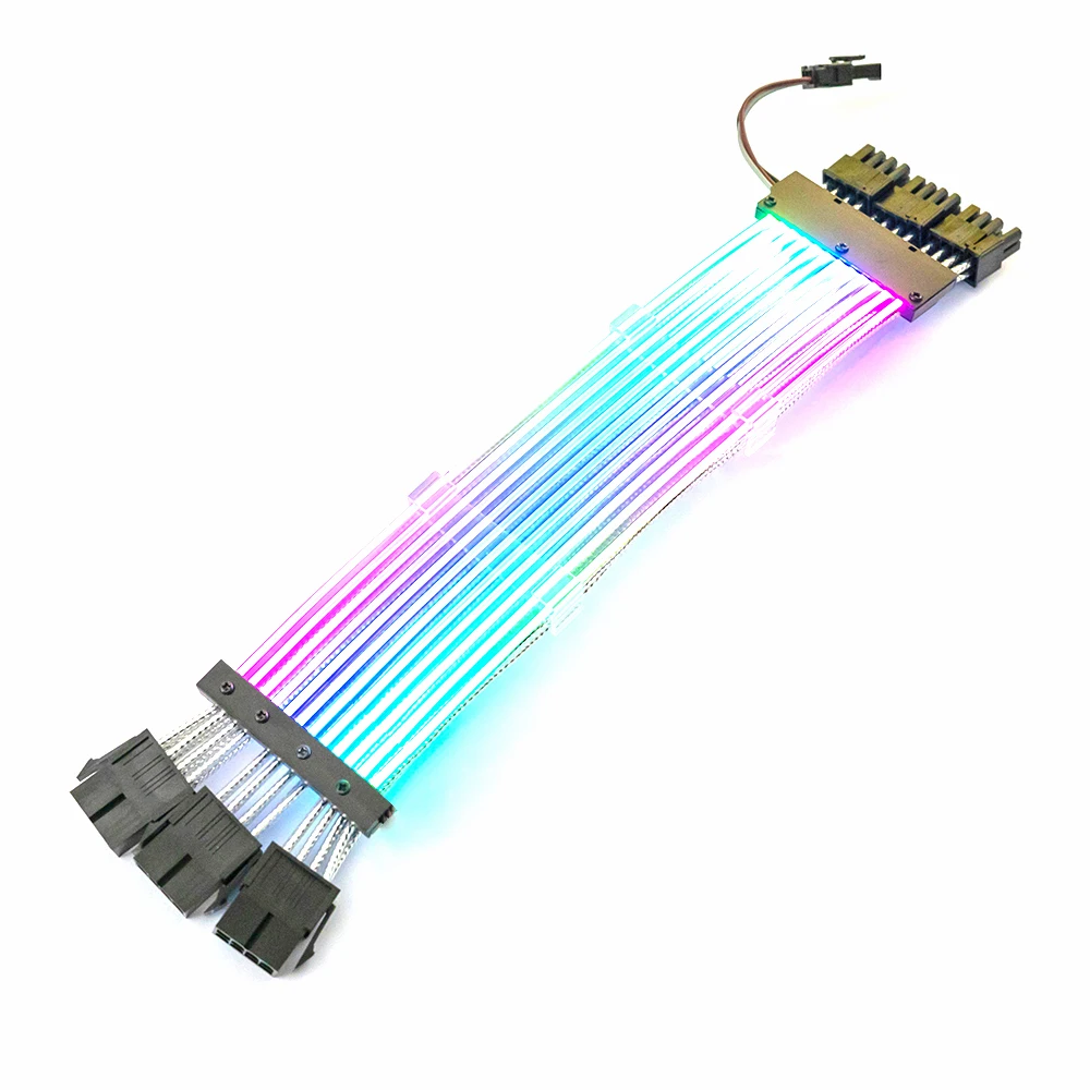Cable-RGB LED Fiber Optic Light 24-Pin PSU Upward Extension Cable Suitable For PC Motherboard