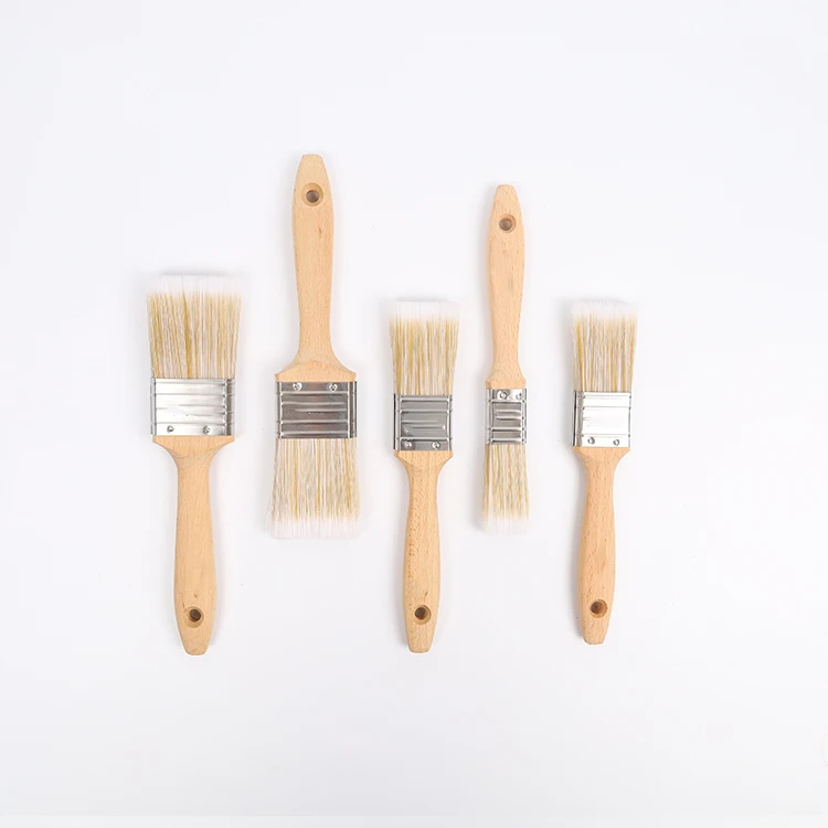 Professional Cheap High-grade Synthetic Bristle Oval Cutter Paint Brush With Wood Handle