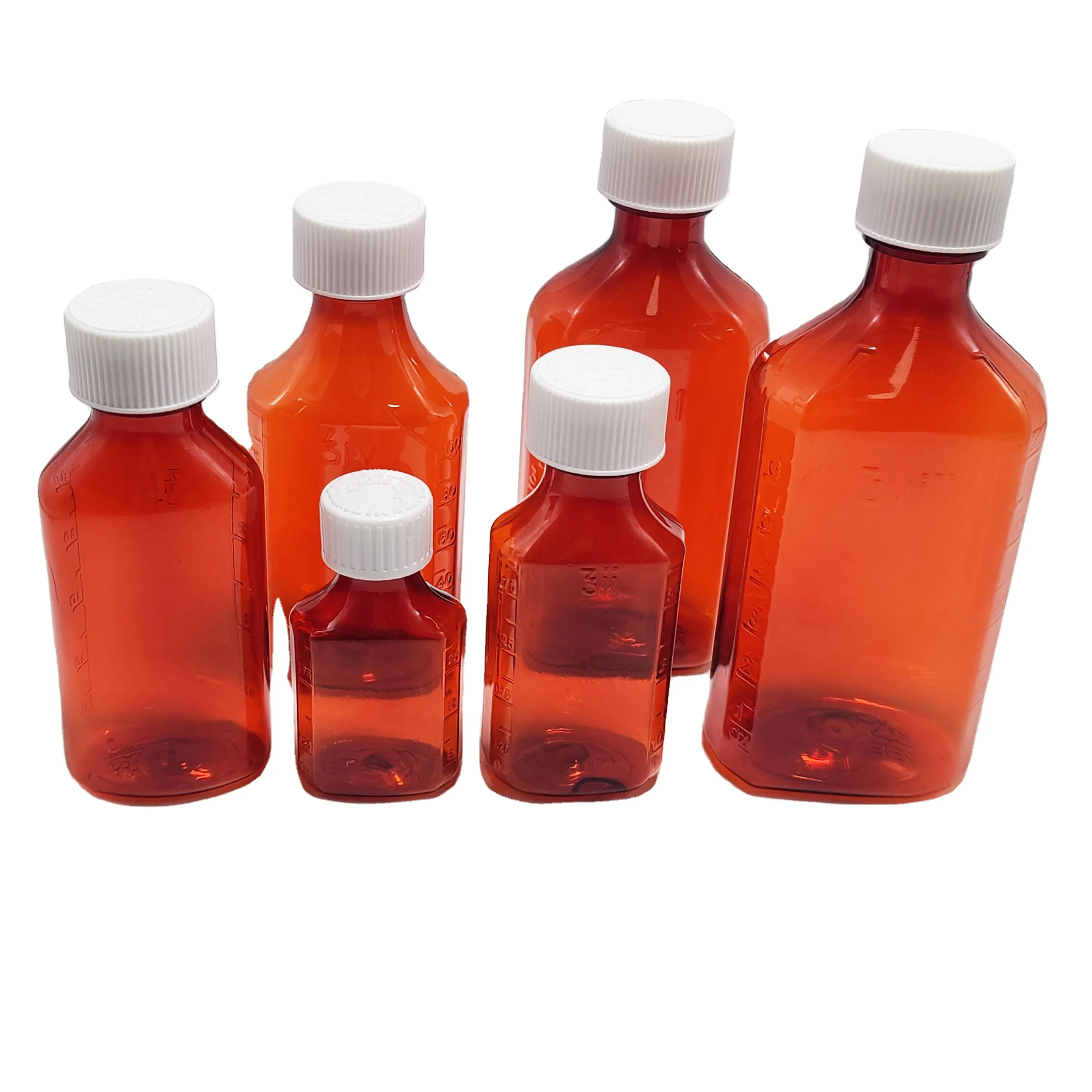 1oz-12oz Янтарный ПЭТ пластиковый контейнер для сиропа Бутылка жидкости полости рта с крышками защиты от детей
