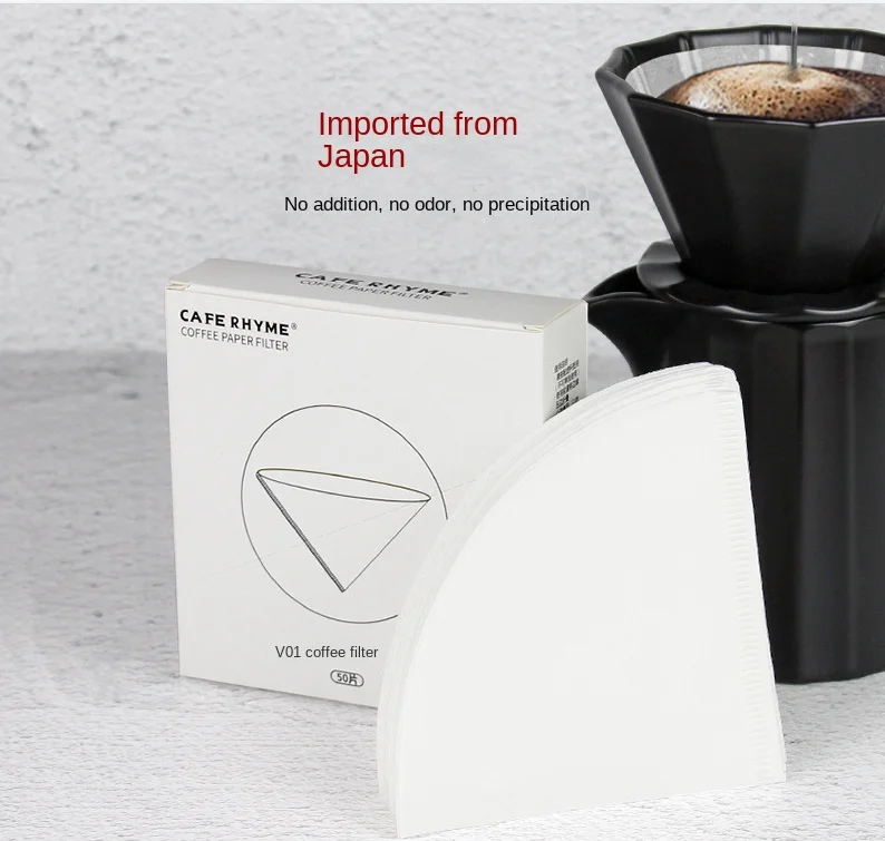 50 шт., прочная Экологически чистая фильтровальная бумага для кофе типа V, 1-2/2-4 чашки для капельного кофе, фильтровальная чашка, бумажный фильтр для кофе
