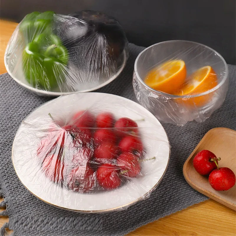 Disposable Food Cover Food Grade Fruit Vegetable Storage Bag Bowl Cup Kitchen Fresh Keeping Bag Elastic Plastic Minimalist Clear