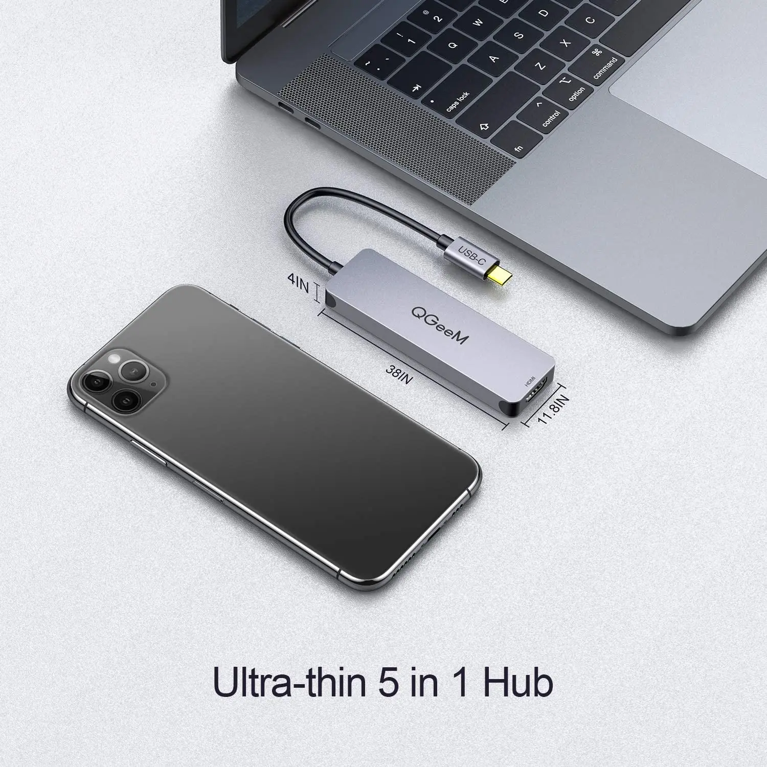  QGeeM 5 in 1 USB C to HDMI Adapter 4k Multiport Type-C Hub Compatible with MacBook Pro 13/15 Surface