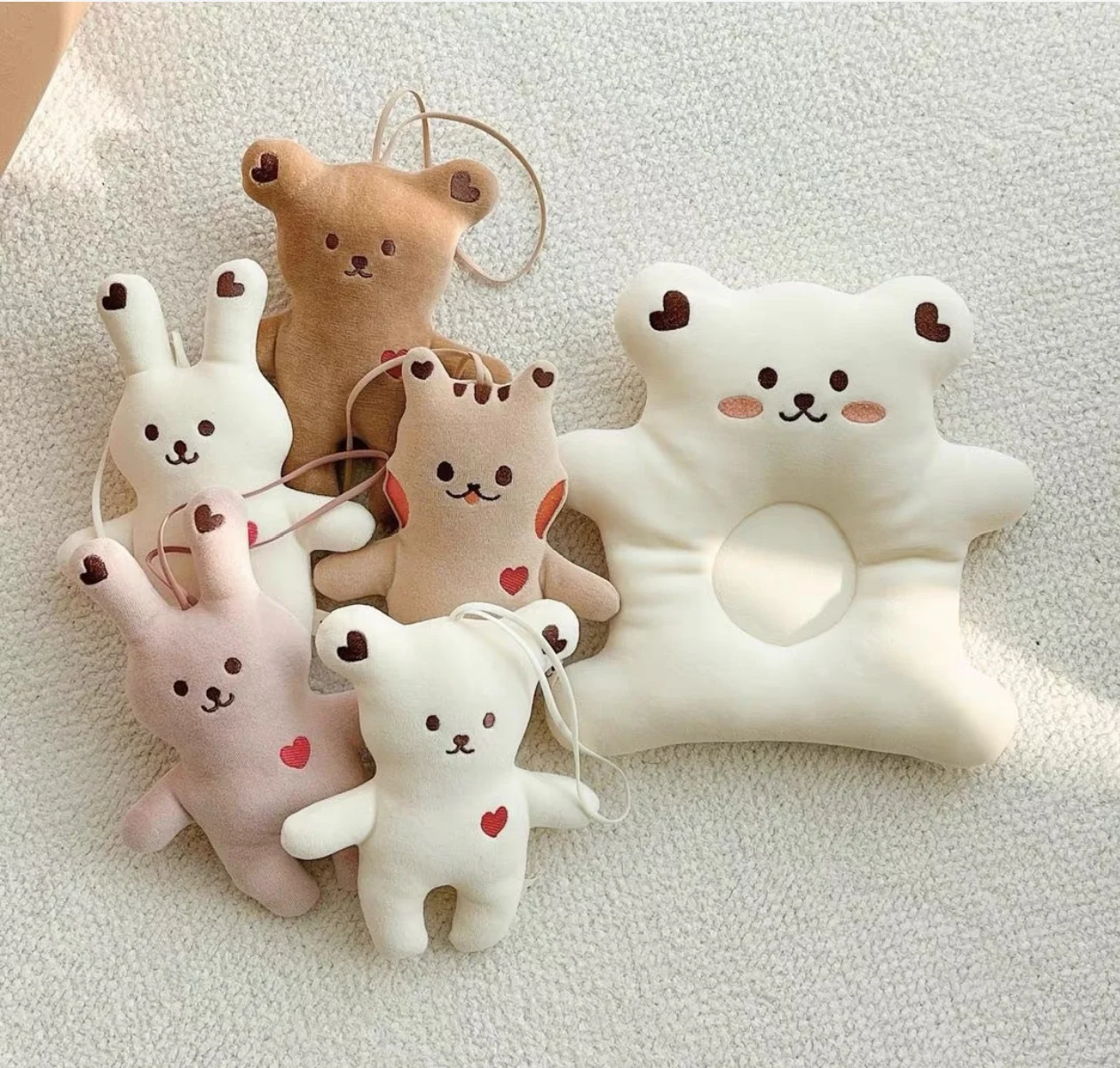 Newborn Baby Gift 0-3Y Bear Crib Pillow Soft Breathable Crystal Velvet Plush Woven Handmade Wool Polyester Baby Products for Kid