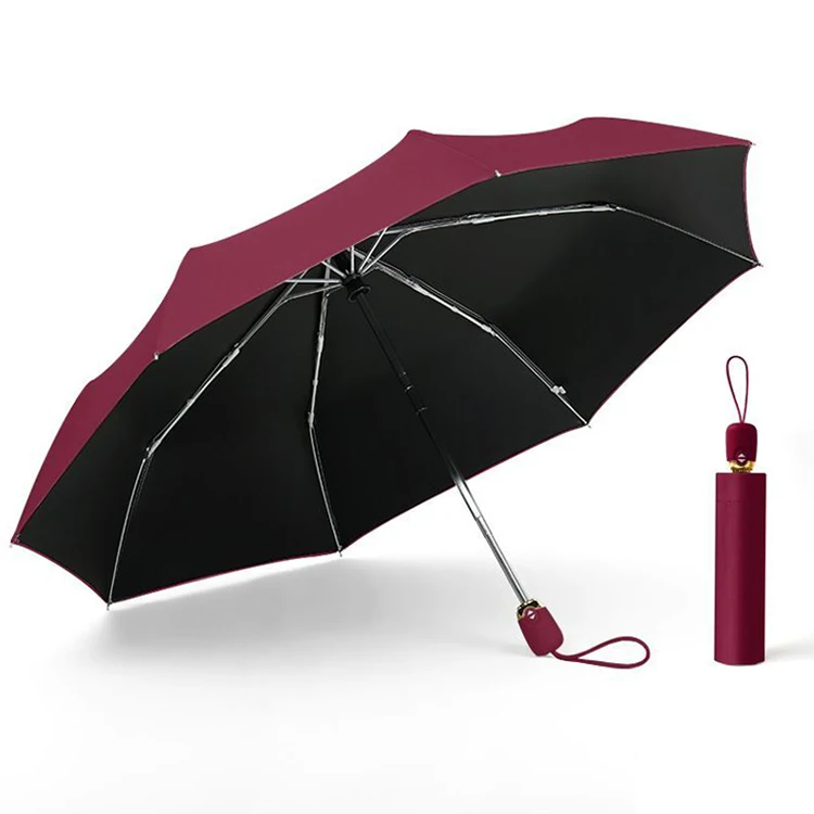 Promotional Pongee For The Rain China factory Rain Season 3 Umbrella Folding RPET Material Automatic 3 Folding Umbrella
