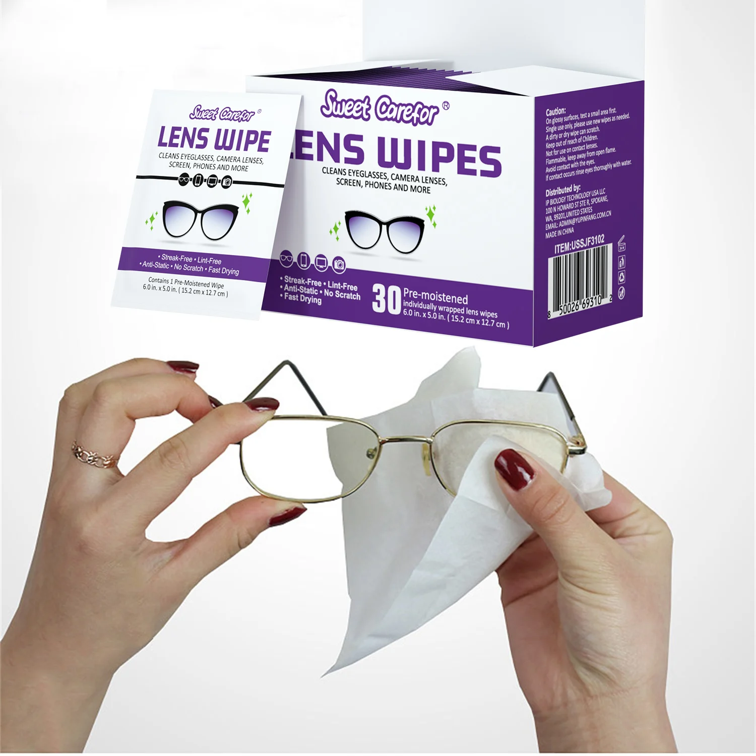 Lens Cleaning anti-fog Wipes Pre-Moistened Eyeglass creen window mirror Cleaning Cloth Towelettes Streak Free Sweet Carefor OEM