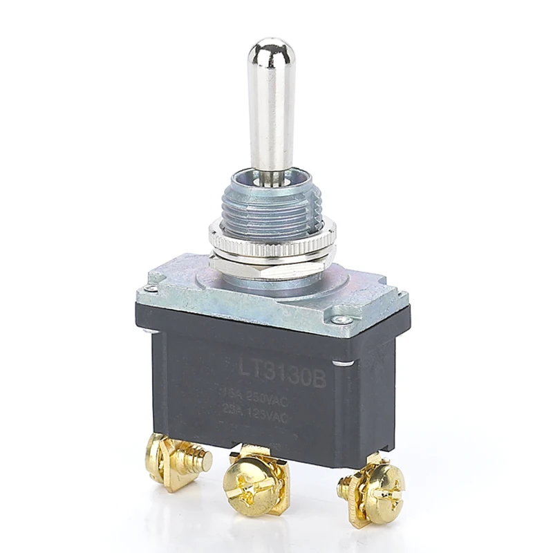 LT3132B (ON)-OFF-(ON) 15A 125V 250VAC 3way IP67 12mm Auto Reset Waterproof metal Toggle Switch