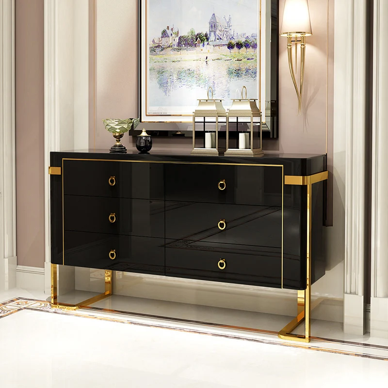 Modern Buffet/Dining Server, Black/Rose/white