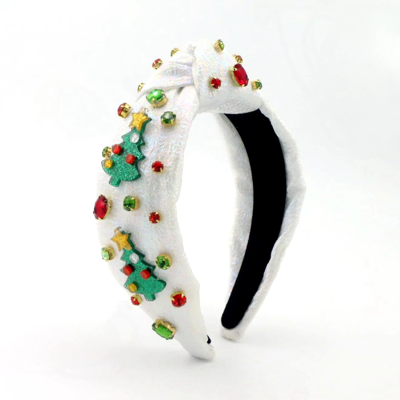 Luxury Sparkly Bling Christmas Tree Top Knotted Custom Women Headband Girl Hairband