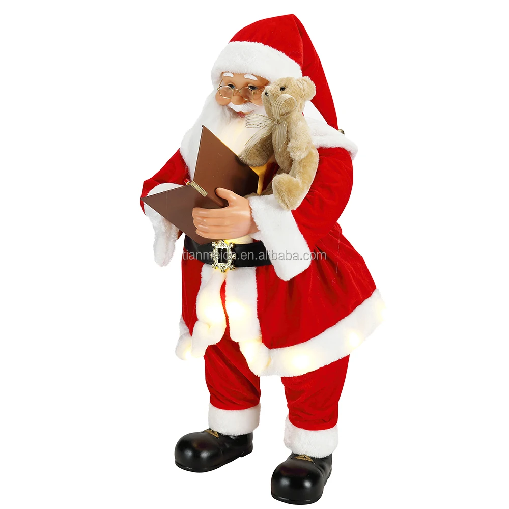 christmas decoration music Animated custom Christmas plush big Santa Claus Ornament large santa claus xmas Figurine navidad xmas