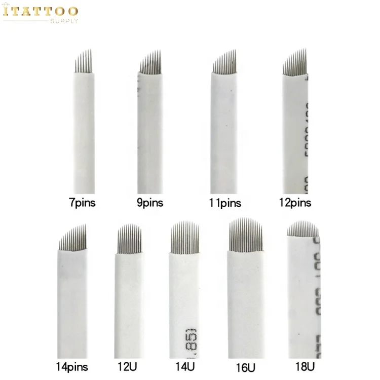 Private Label  0.18 mm Sharpest 304 Stainless Steel Microblading Needles Blades Black Cover  Eyebrow blade microblading