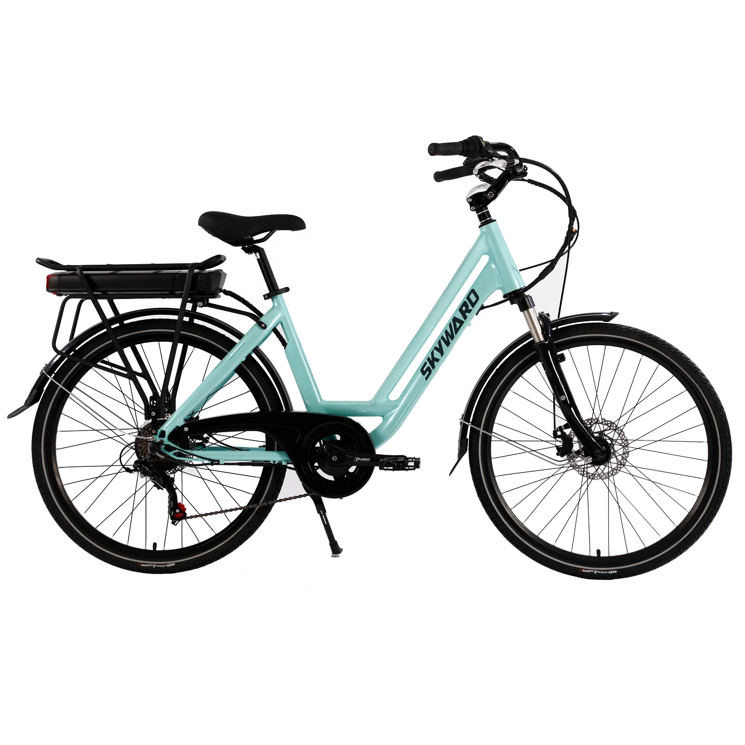 Fast Delivery 26 Inch Suspension Fork 7 Speed Brushless Motor Mens Electric City Bike For Adult