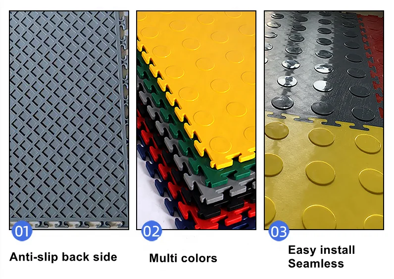 PVC interlocking floor mat 100% raw material floor tile heavy duty warehouse tile slab floor