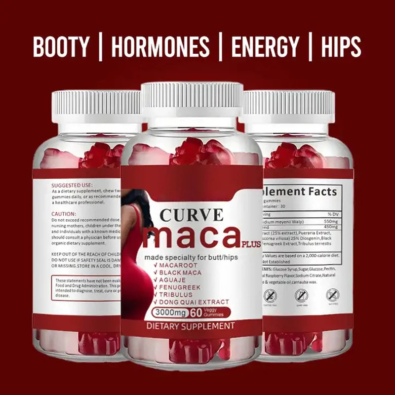 OEM Natural Vitamins BBL Gummies Fat Burn Butt Lift Booster Muscle Libido Hips and Butt Maca Gummies
