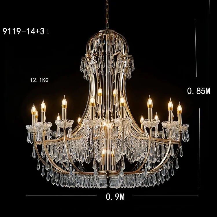 2024 latest Rococo style crystal chandelier for wedding ceiling centerpiece, hotel, restaurant and lobby ceiling lamp decoration