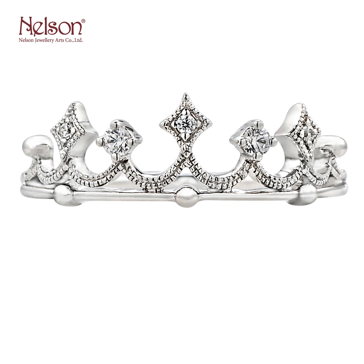 High Quality Fine Jewellery Award Winning Factory Wholesale price no MOQ 18K White Gold Natural Diamond Crown Ring For Ladies