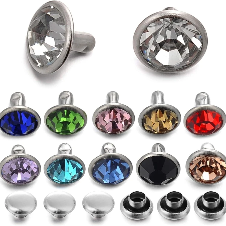 Decorative silver Crystal Rhinestone Stud Rivets for DIY Craft Clothing Bag Spike Rhinestone Rivets for Leather Craft