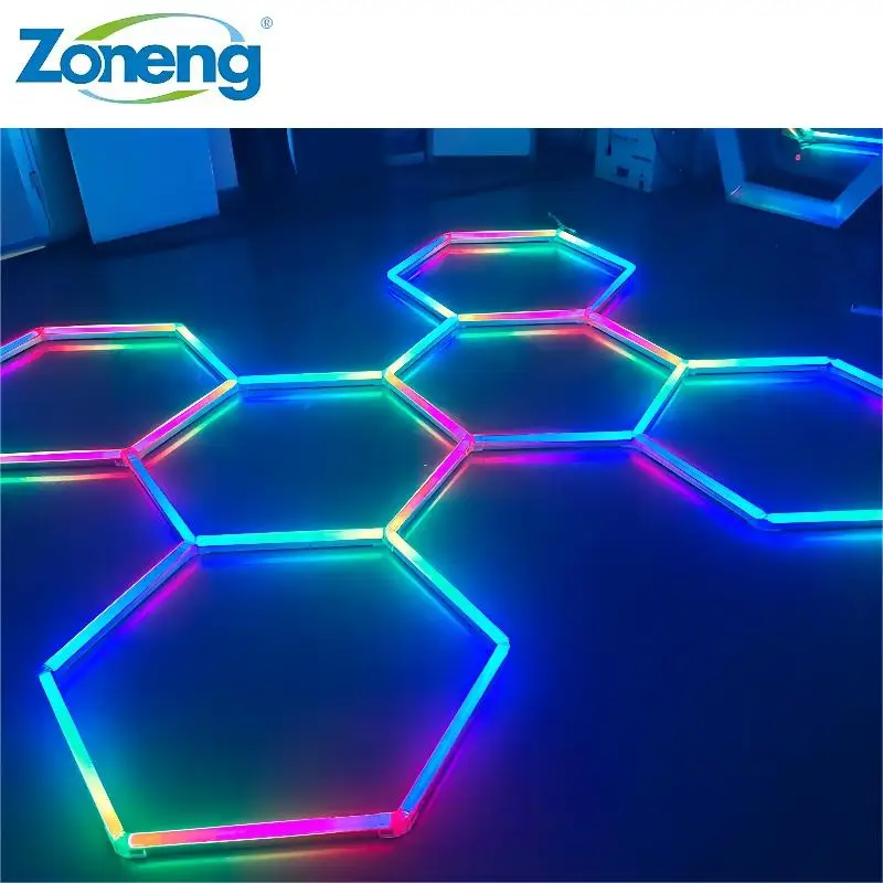 High-end Hexagonal Rgb Ceiling Lights Bar Gym KTV Rgb Led Hexagon Lights Aluminium Led Tube Rgb