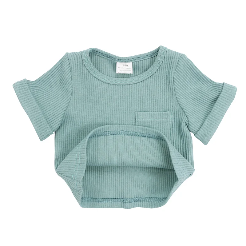 
New summer kids clothing boutique baby clothes top short sleeve ribbed boy shirts 