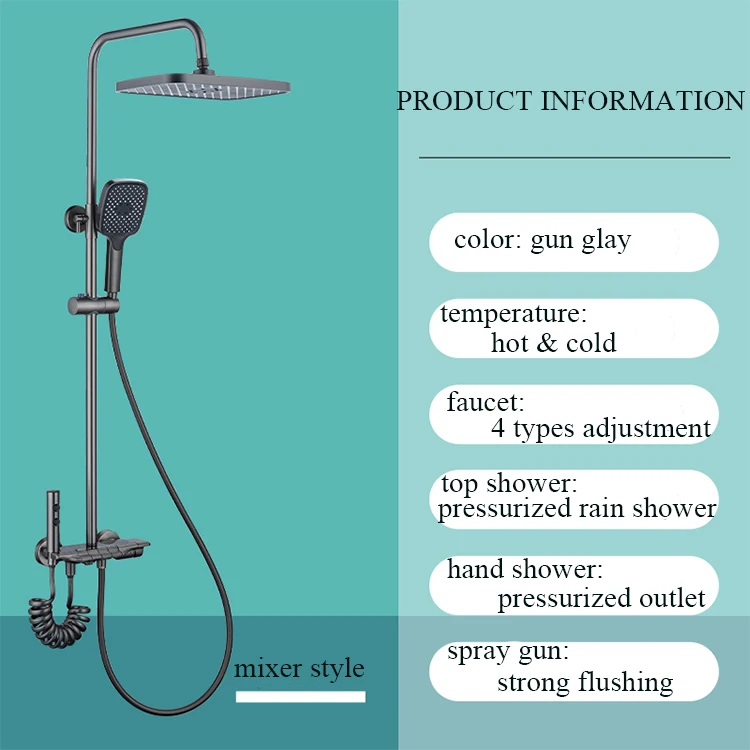 SS-1291 Modern Ambient Light Display Brass Shower System Jet Pattern Piano Keys Shower Head for Hotel Bathrooms